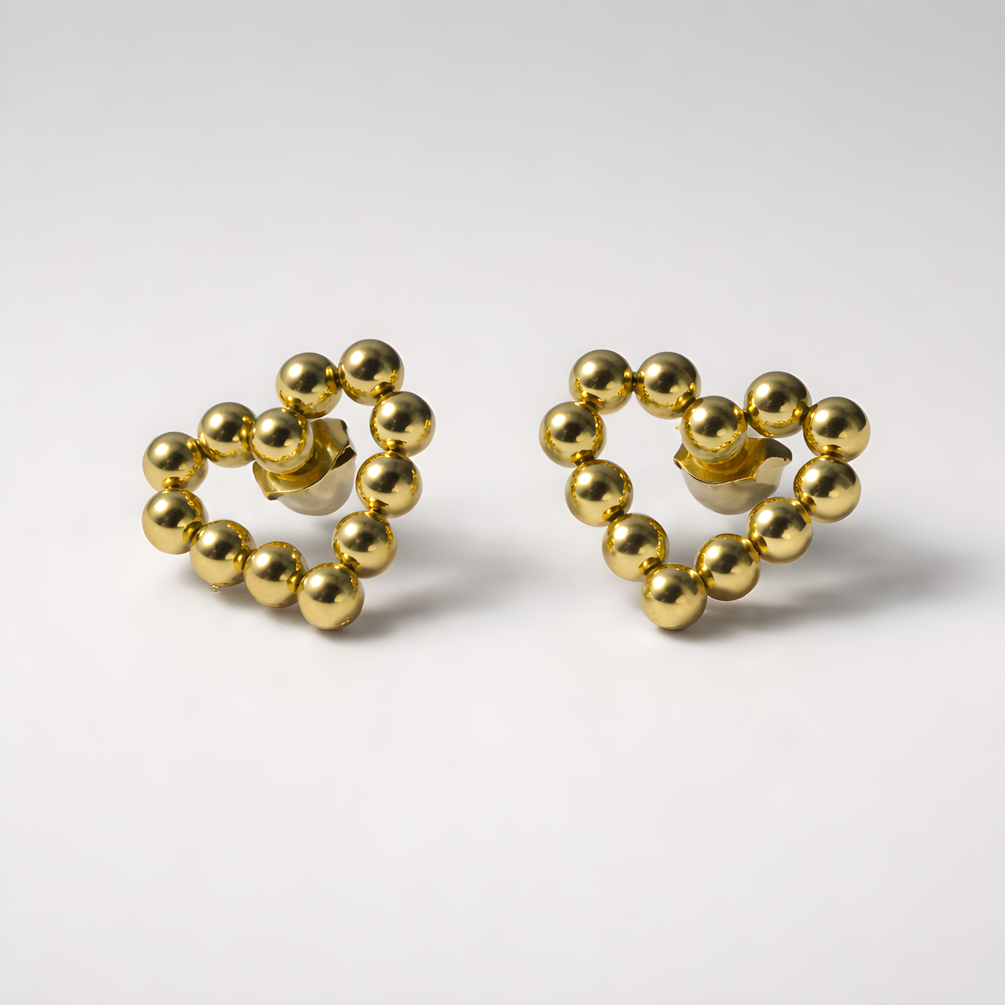 Gold Beaded Heart Earrings