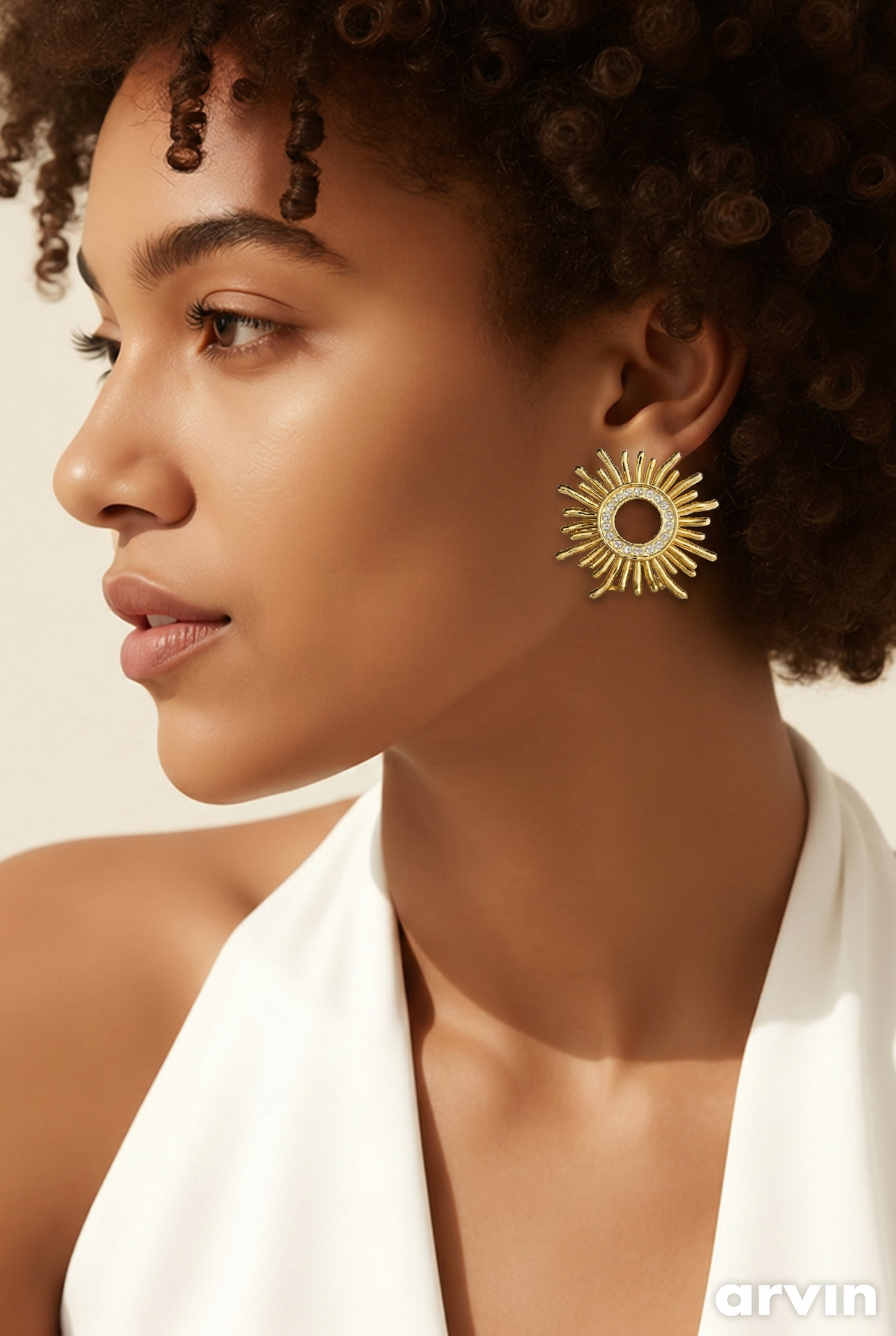 Gold Sun-Shaped Earrings