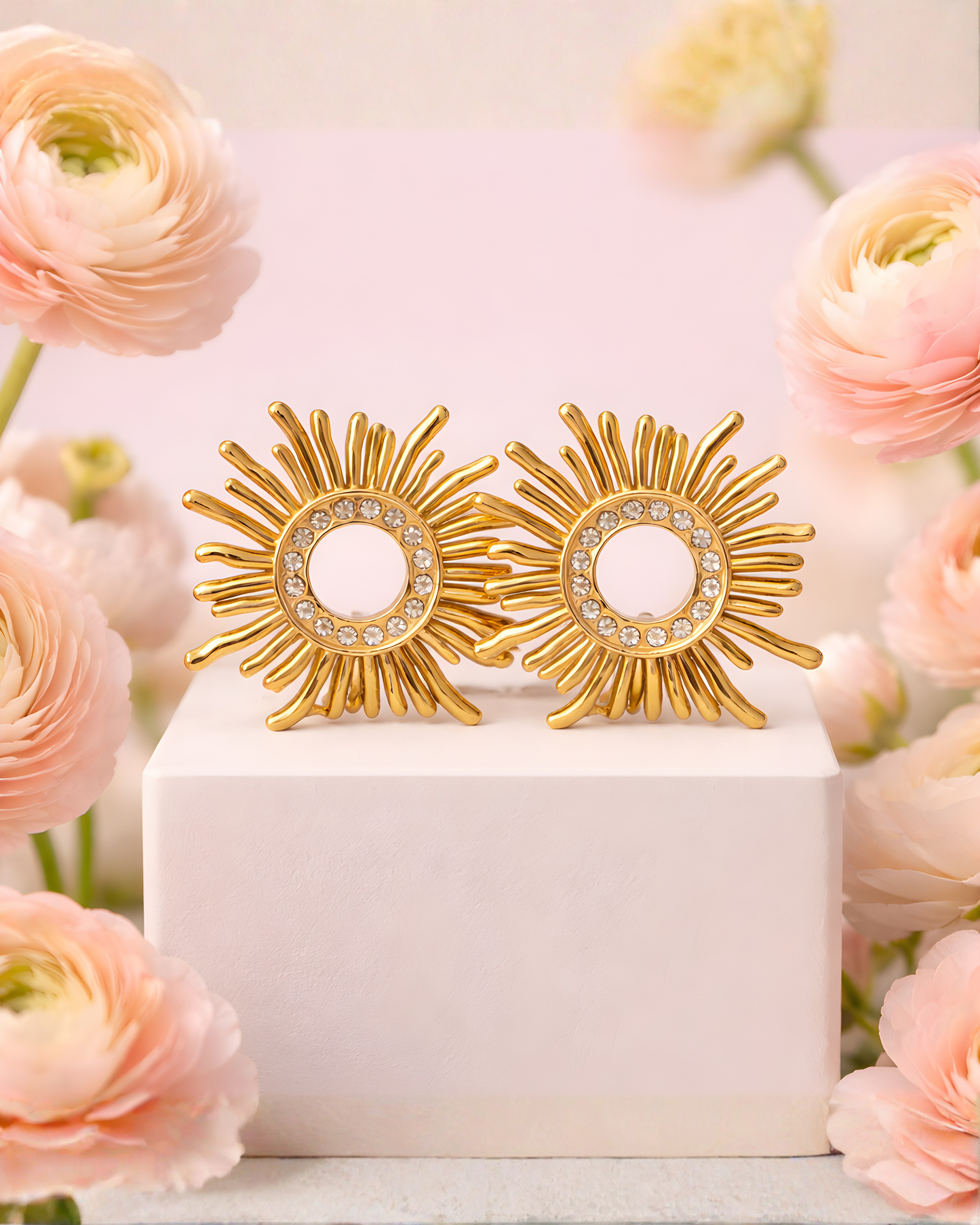 Gold Sun-Shaped Earrings
