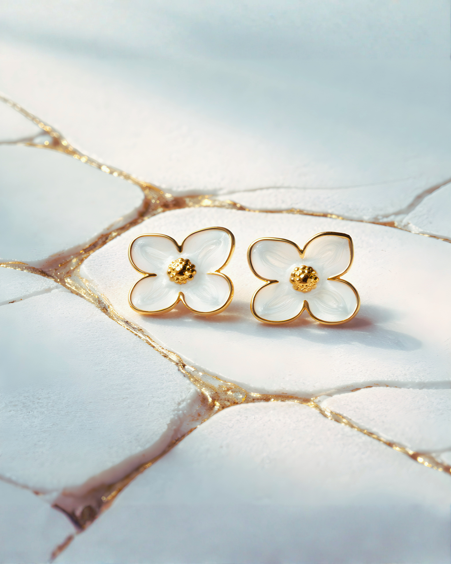 White Flower Earrings