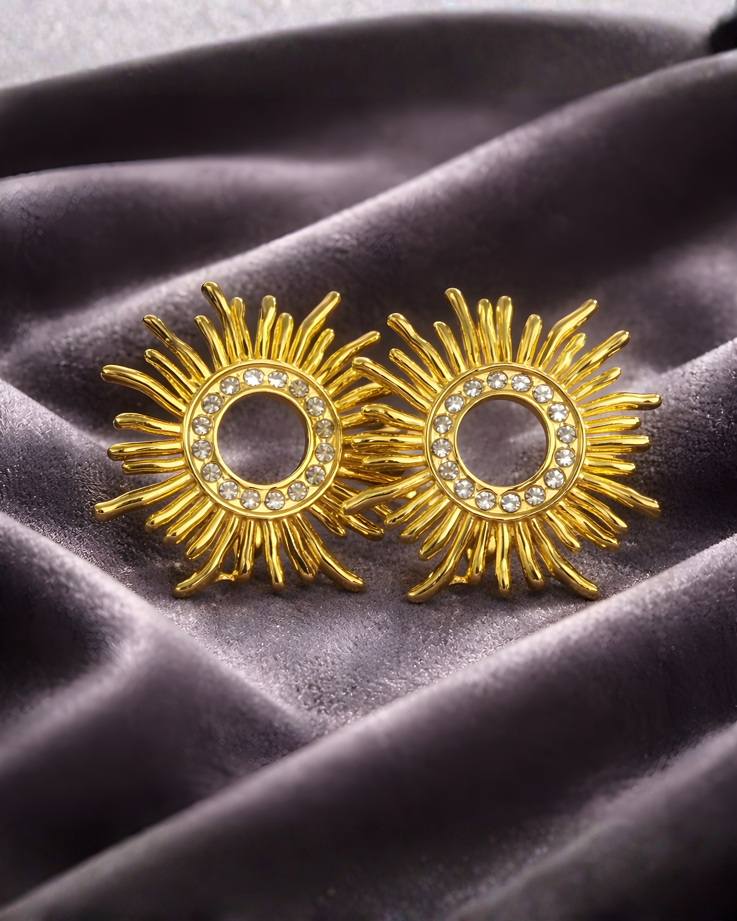Gold Sun-Shaped Earrings